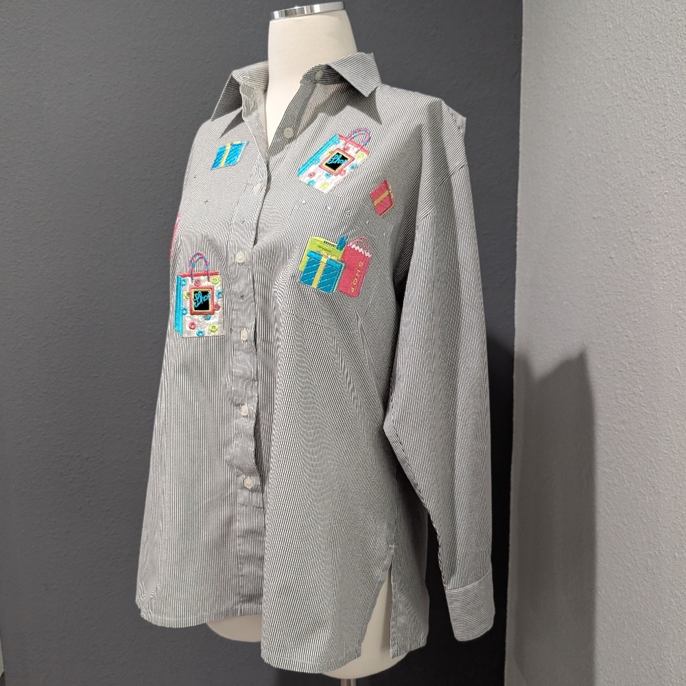 MiLi Designs Vintage Novelty Shopping Button Up Shirt Size Medium